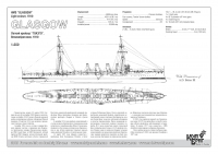 Английский легкий крейсер "Glasgow", 1910 г. По ватерлинию.