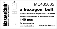 Головка болта, размер под ключ -0.8mm; диаметр отверстия для монтажа-0.6mm; 140 шт.