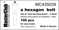 Головка болта, размер под ключ -1.4mm; диаметр отверстия для монтажа-1.0mm; 100 шт.