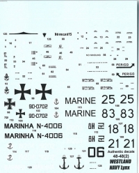 Декаль Westland Lynx NAVY Бразилия, Португалия, Германия, Южная Корея