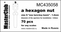 Стандартная гайка, размер под ключ-1.2mm; диаметр отверстия для монтажа-0.8mm; 70 шт.