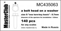 Головка болта с шайбой, размер под ключ - 0.7mm; диаметр отверстия для монтажа-0.8mm; 140 шт.